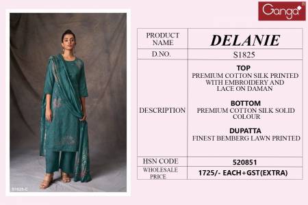 1825 Delanie By Ganga Printed Suits Catalog